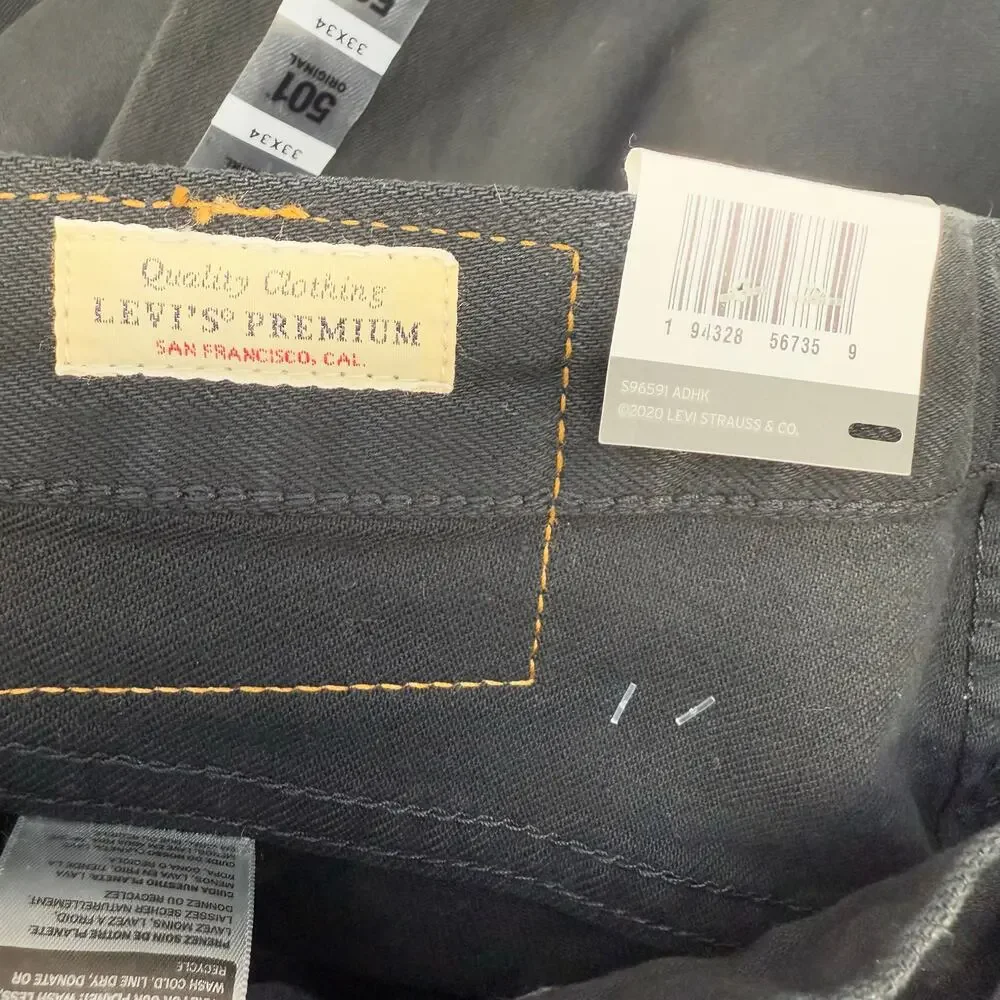 Levi's 501XX Big E Men's 33x34 Black Straight Leg Button Fly Preppy Normcore NWT
